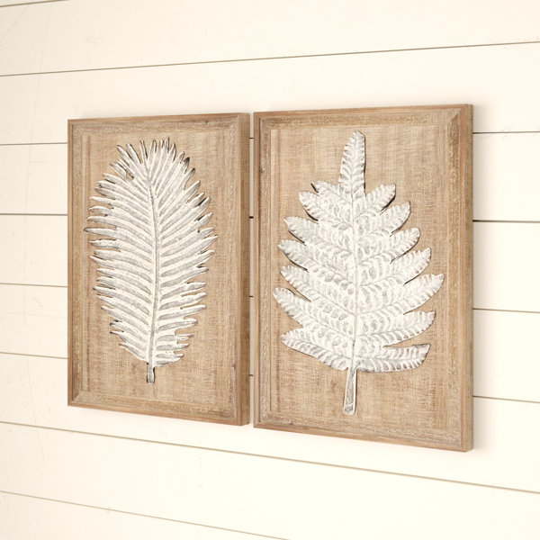 Laurel Foundry Modern Farmhouse 2 Piece Natural Leaves Wall Décor Set